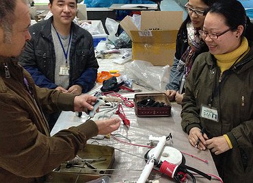 Working at the kite factory